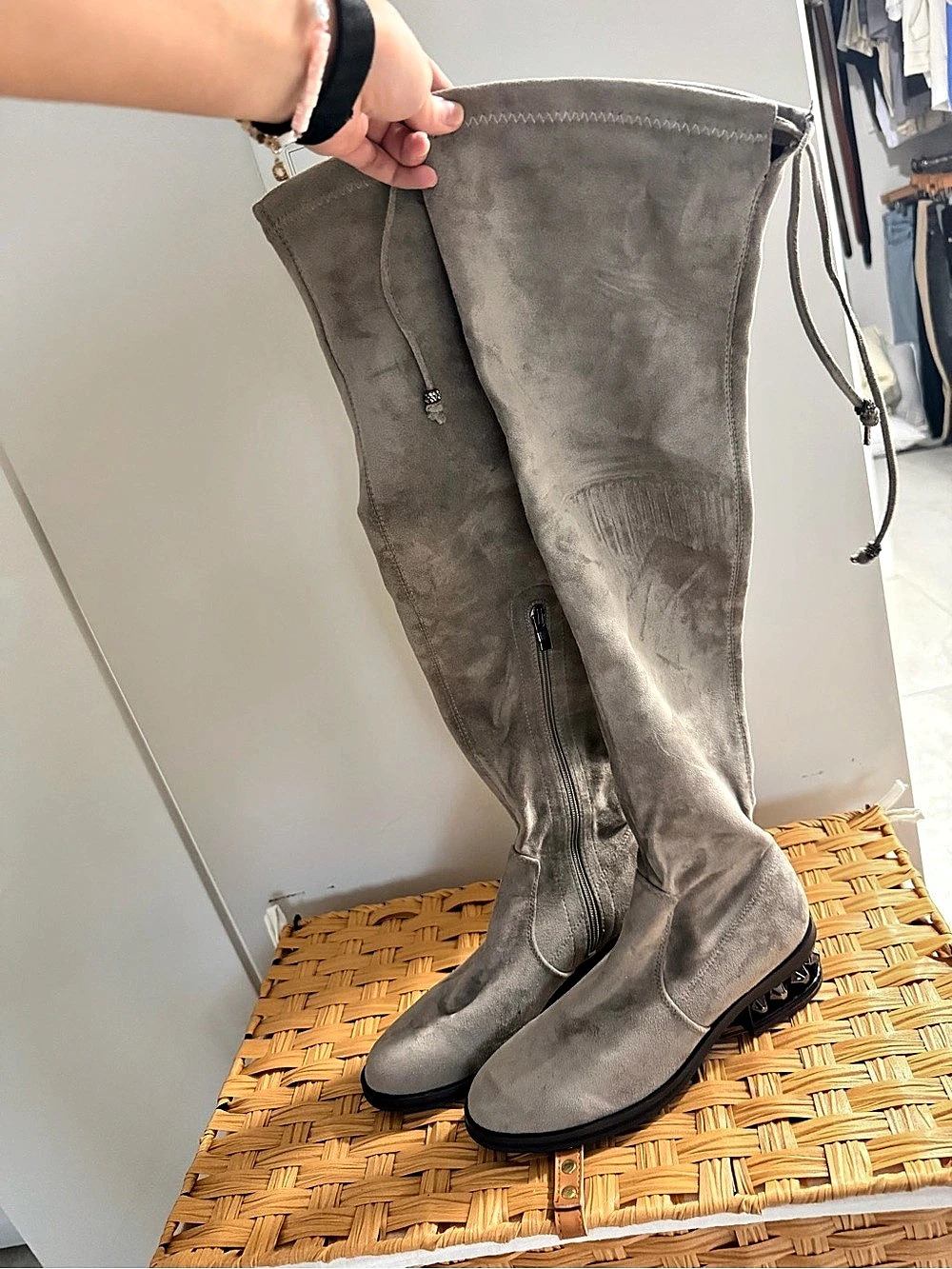 Gray Over-the-Knee Boots